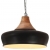 Industrialna lampa wisząca, czarne żelazo i drewno, 26 cm, E27