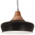 Industrialna lampa wisząca, czarne żelazo i drewno, 26 cm, E27