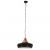 Industrialna lampa wisząca, czarne żelazo i drewno, 26 cm, E27