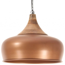 Industrialna lampa wisząca, miedziana, żelazo i drewno, 45 cm