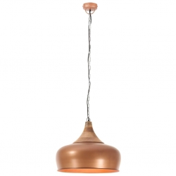 Industrialna lampa wisząca, miedziana, żelazo i drewno, 45 cm