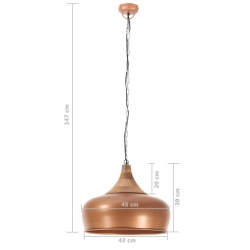 Industrialna lampa wisząca, miedziana, żelazo i drewno, 45 cm