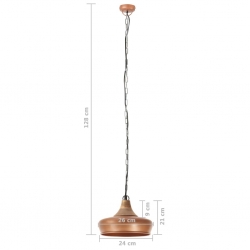 Industrialna lampa wisząca, miedziana, żelazo i drewno, 26 cm