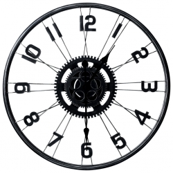 Zegar ścienny, czarny, 60 cm, metal