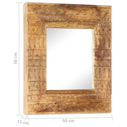 Lustro w ręcznie rzeźbionej ramie, 50x50x11 cm, drewno mango
