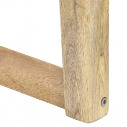 Ławka, 150 cm, brązowa skóra naturalna i lite drewno mango