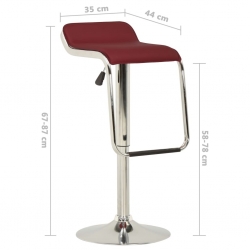 Stołki barowe, 2 szt., bordowa tkanina i gięte drewno