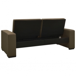 Rozkładana sofa, brązowa, sztuczna skóra