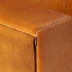 2-osobowa sofa, jasnobrązowa, skóra naturalna