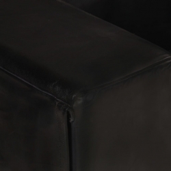 Sofa 2-osobowa, czarna, skóra naturalna