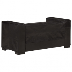 Sofa 2-osobowa, czarna, skóra naturalna