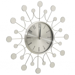 Zegar ścienny, srebrny, 40 cm, metal