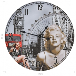 Zegar ścienny w stylu vintage Marilyn Monroe, 60 cm