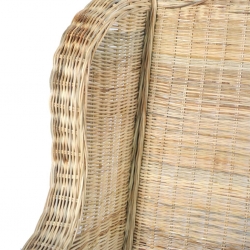 Fotel z poduszką, naturalny rattan i len