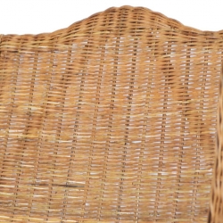 Fotel z poduszką, jasnobrązowy, naturalny rattan i len