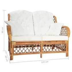 2-osobowa sofa, jasnobrązowa, rattanowa