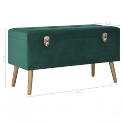Ławka ze schowkiem, 80 cm, zielona, aksamitna
