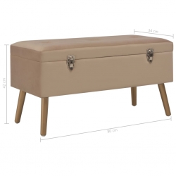 Ławka ze schowkiem, 80 cm, beżowa, aksamitna