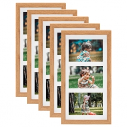 Ramki 3D na 3 zdjęcia 10x15 cm, 5 szt., kolor dębu, 18x35 cm