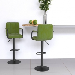 Stołki barowe, 2 szt., jasnozielone, obite aksamitem