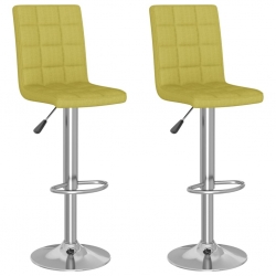 Stołki barowe, 2 szt., zielone, tapicerowane tkaniną