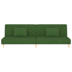 2-osobowa kanapa, 2 poduszki, ciemnozielona, aksamitna