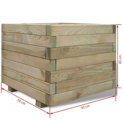 Podwyższona donica, 50 x 50 x 40 cm, kwadratowa, drewniana