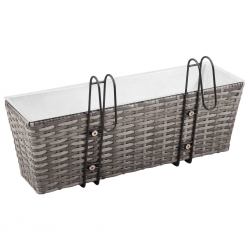 Podwyższone donice balkonowe, 2 szt., 50 cm, szare, polirattan