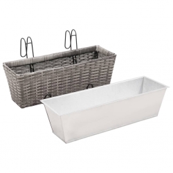Podwyższone donice balkonowe, 2 szt., 50 cm, szare, polirattan