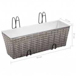 Podwyższone donice balkonowe, 2 szt., 50 cm, szare, polirattan