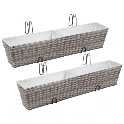Podwyższone donice balkonowe, 2 szt., 80 cm, szare, polirattan
