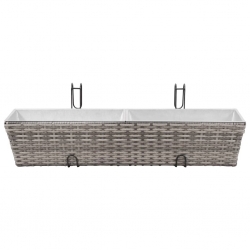 Podwyższone donice balkonowe, 2 szt., 80 cm, szare, polirattan