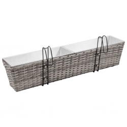 Podwyższone donice balkonowe, 2 szt., 80 cm, szare, polirattan