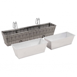 Podwyższone donice balkonowe, 2 szt., 80 cm, szare, polirattan