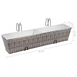Podwyższone donice balkonowe, 2 szt., 80 cm, szare, polirattan