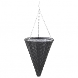 Wiszące koszyki na kwiaty, 2 szt., rattan PE, czarne