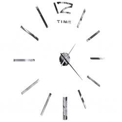 Zegar ścienny 3D, nowoczesny design, 100 cm, XXL, srebrny