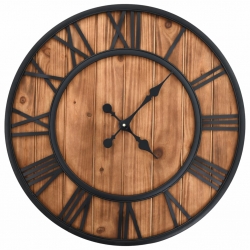 Zegar z mechanizmem kwarcowym, drewno i metal, 60 cm, XXL