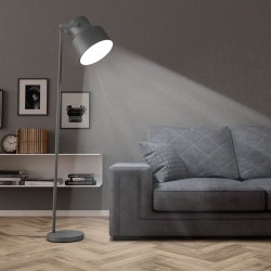 Lampa podłogowa, metalowa, szara, E27