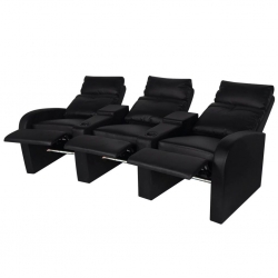 Fotele kinowe 2 + 3 osobowe, z podświetleniem LED, czarna, sztuczna skóra