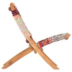 Składane krzesło w stylu chindi, wielokolorowa tkanina