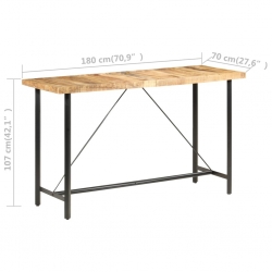 Stolik barowy, 180x70x107 cm, surowe drewno mango