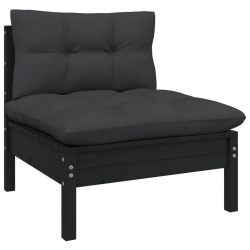 2-osobowa sofa ogrodowa z poduszkami, czarna, drewno sosnowe