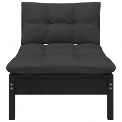 2-osobowa sofa ogrodowa z poduszkami, czarna, drewno sosnowe