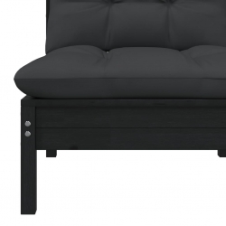 2-osobowa sofa ogrodowa z poduszkami, czarna, drewno sosnowe