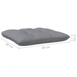 2-osobowa sofa ogrodowa z szarymi poduszkami, drewno sosnowe