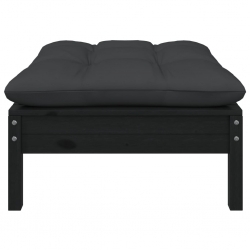 2-osobowa sofa ogrodowa z poduszkami, czarna, drewno sosnowe