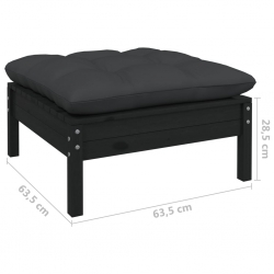 2-osobowa sofa ogrodowa z poduszkami, czarna, drewno sosnowe