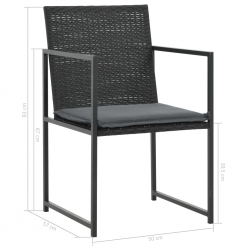 7-cz. zestaw mebli ogrodowych z poduszkami, rattan PE, czarny