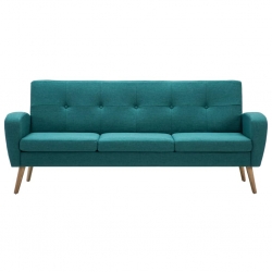 3-osobowa sofa tapicerowana tkaniną, zielona